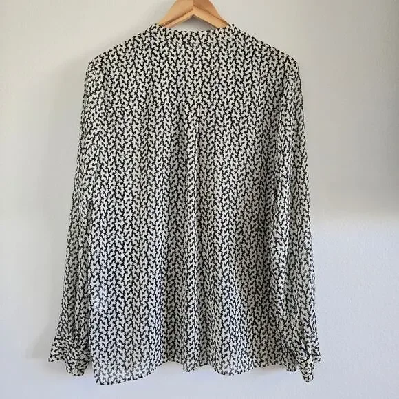 Reiss Lea Desert-trail Button Up Shirt Blouse Size US 10 Pleated Front Work - Picture 6 of 10